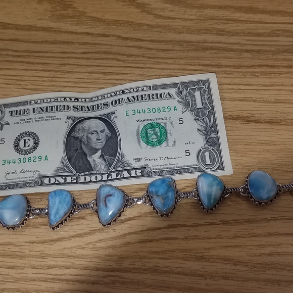 New Sterling Silver Larimar bracelet , Toggle Style - Picture 10 of 13